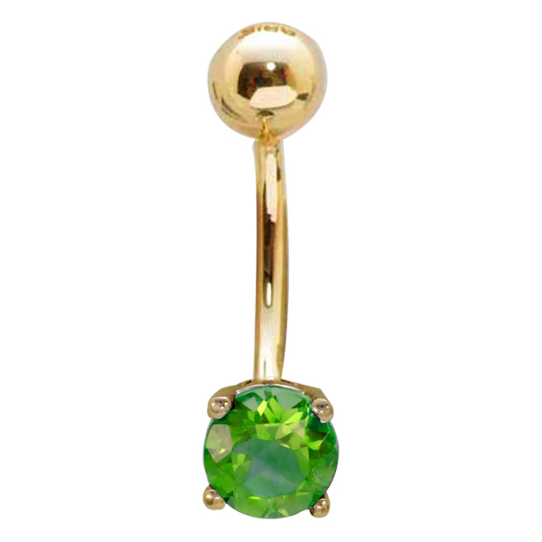 Peridot Taşlı Altın Piercing