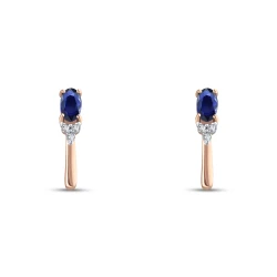 0.69 Karat Oval Safir Pırlanta Küpe