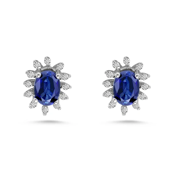 2.54 Karat Safir Oval Pırlanta Küpe