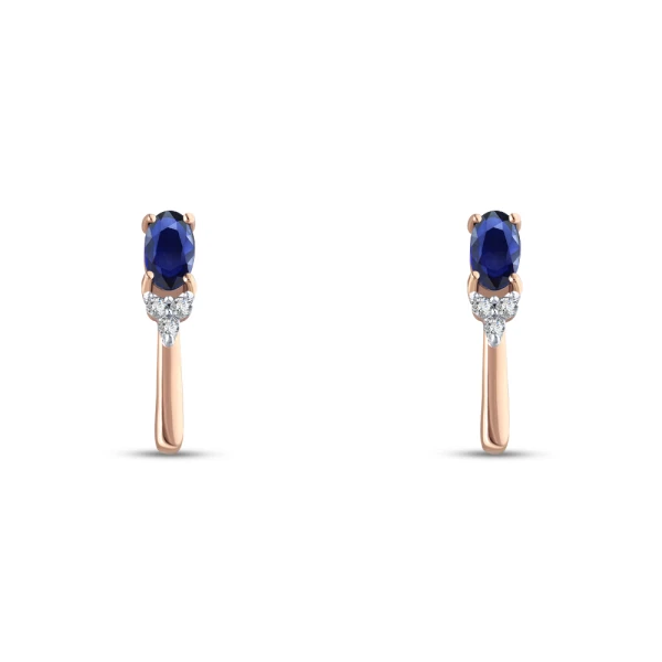 0.69 Karat Oval Safir Pırlanta Küpe